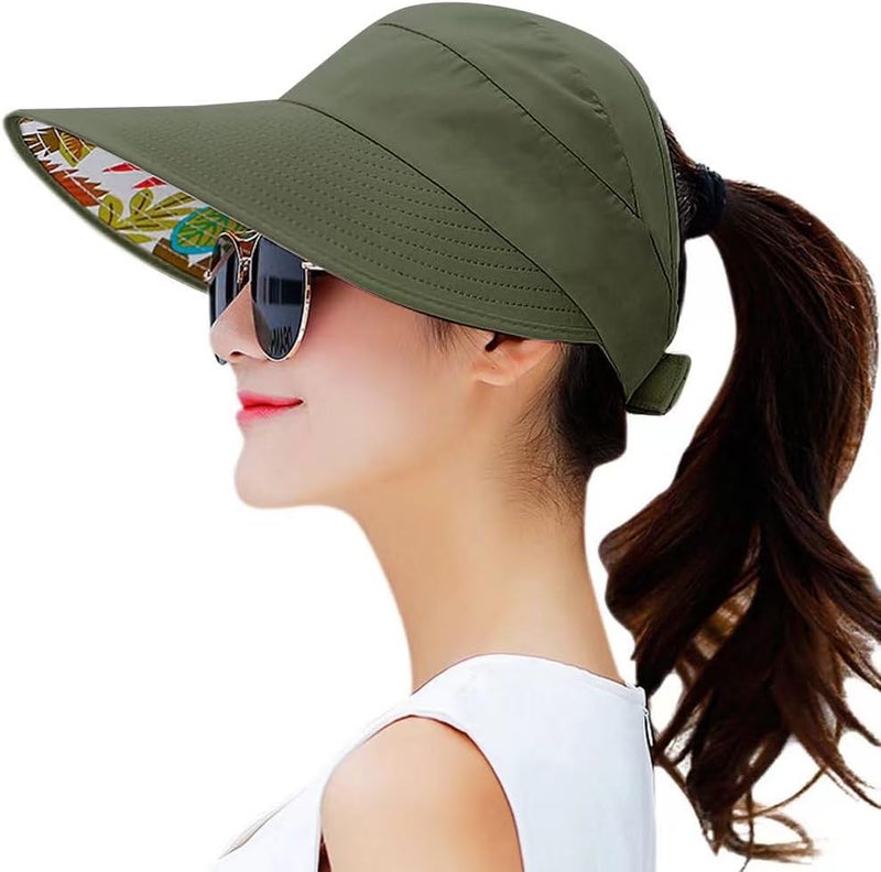 HINDAWI Sun Hats for Women Wide Brim UV Protection Sun Hat Summer Beach Packable Visor - Image 1